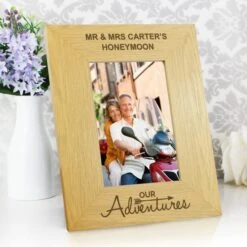 Personalised Our Adventures Light Wood Portrait Photo Frame -Chic Household Items 30880834