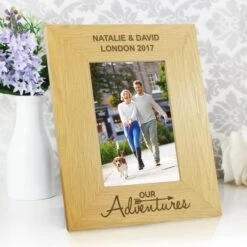 Personalised Our Adventures Light Wood Portrait Photo Frame -Chic Household Items 30880834 alt01