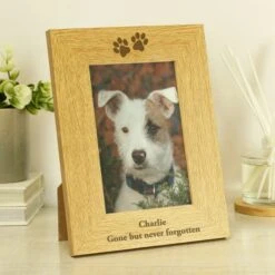 Personalised Paw Prints Light Wood Portrait Photo Frame