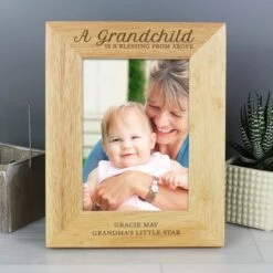 Personalised A Grandchild Is A Blessing Light Wood Portrait Photo Frame