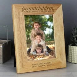 Personalised Grandchildren Are A Blessing Light Wood Portrait Photo Frame -Chic Household Items 30880838 alt02