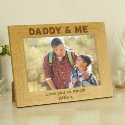 Personalised Daddy And Me Light Wood Landscape Photo Frame