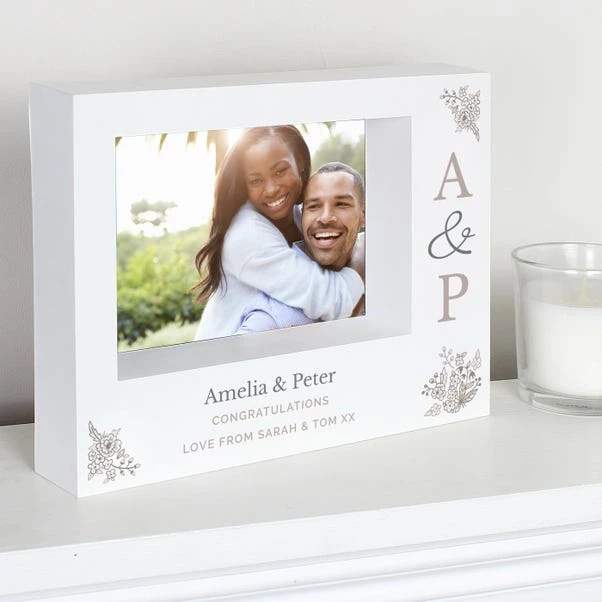 Personalised Couples Initials Landscape Box Photo Frame 4 Personalised Couples Initials Landscape Box Photo Frame - Image 2