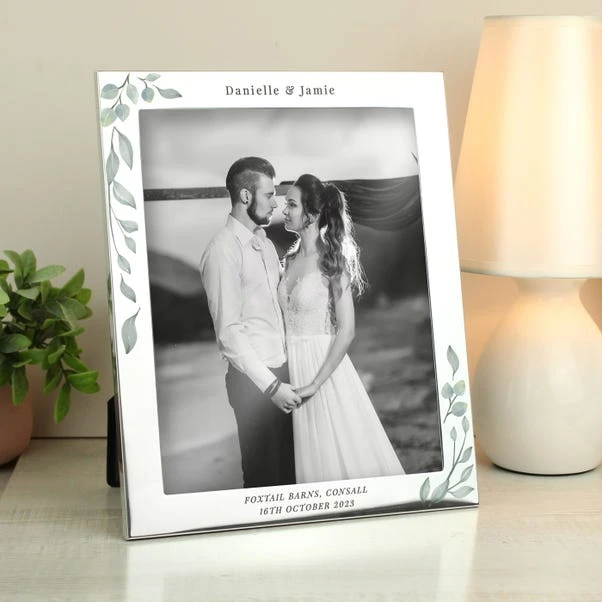 Personalised Botanical Silver Portrait Photo Frame 4 Personalised Botanical Silver Portrait Photo Frame - Image 2