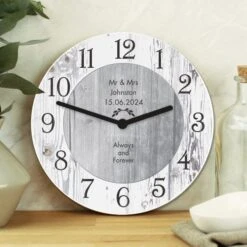 Personalised Message Shabby Chic Large Wooden Wall Clock -Chic Household Items 30880904 alt02