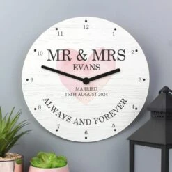 Personalised Couples Wooden Wall Clock -Chic Household Items 30880905 alt02