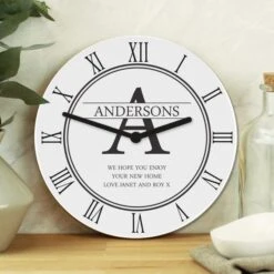 Personalised Family Name And Initial Wooden Wall Clock -Chic Household Items 30880906 alt01