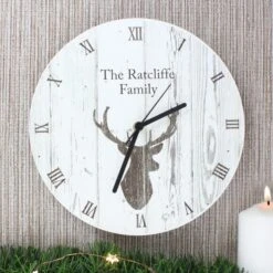 Personalised Highland Stag Shabby Chic Wooden Wall Clock -Chic Household Items 30880908 alt02