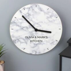 Personalised Marble Effect Wooden Wall Clock -Chic Household Items 30880910 alt01