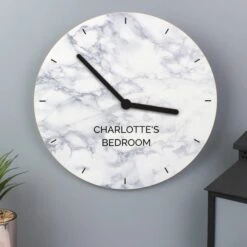 Personalised Marble Effect Wooden Wall Clock -Chic Household Items 30880910 alt02