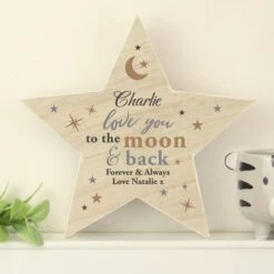 Personalised Love You To The Moon And Back Wooden Star Ornament -Chic Household Items 30893074 alt03