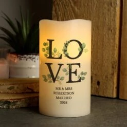 Personalised Botanical LOVE LED Candle
