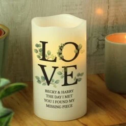 Personalised Botanical LOVE LED Candle -Chic Household Items 30893084 alt03