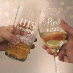 Personalised His & Her Pint And Wine Glass Set -Chic Household Items 30893099 alt02