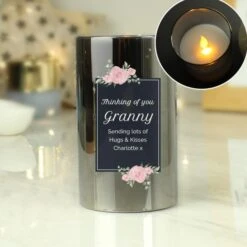 Personalised Floral Smoked Glass LED Candle -Chic Household Items 30897491 alt02