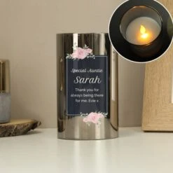 Personalised Floral Smoked Glass LED Candle -Chic Household Items 30897491 alt03