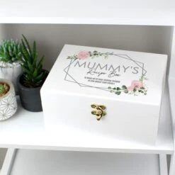 Personalised Abstract Rose White Wooden Memory Box -Chic Household Items 30897516 alt02