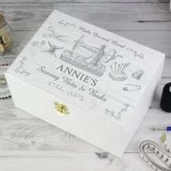 Personalised Sewing Kit White Wooden Memory Box -Chic Household Items 30897518 alt02