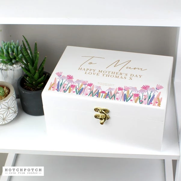 Personalised Wild Flower White Storage Box 3 Personalised Wild Flower White Storage Box