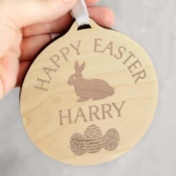 Personalised Easter Bunny Round Wooden Decoration -Chic Household Items 30899650 alt03