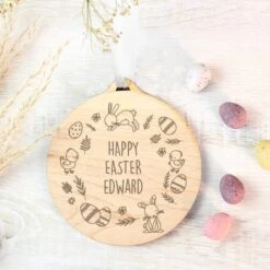 Personalised Happy Easter Wooden Decoration -Chic Household Items 30900011 alt02