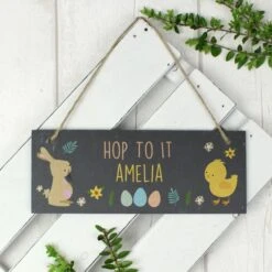 Personalised Easter Egg Hunt Slate Hanging Sign -Chic Household Items 30900014 alt02