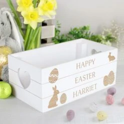 Personalised Easter Bunny Small Wooden Crate -Chic Household Items 30900015 alt02