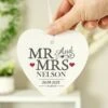 Personalised Mr And Mrs Wooden Heart Decoration -Chic Household Items 30908344
