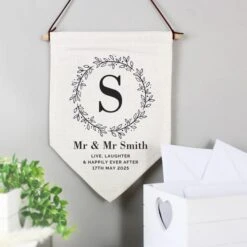 Personalised Floral Leaf Hanging Banner