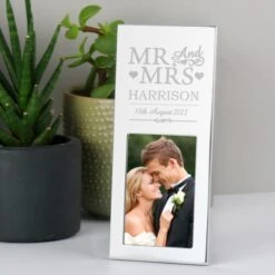 Personalised Small Mr And Mrs Silver Photo Frame
