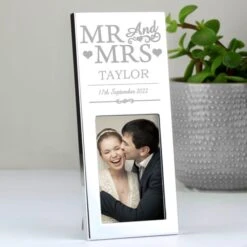 Personalised Small Mr And Mrs Silver Photo Frame -Chic Household Items 30908362 alt01