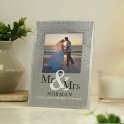 Personalised Mr And Mrs Glitter Glass Photo Frame -Chic Household Items 30908365 alt02