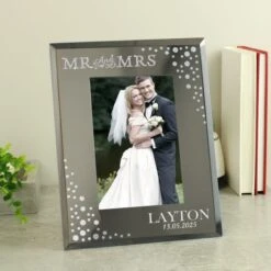Personalised Mr And Mrs Diamante Glass Photo Frame -Chic Household Items 30908368 alt03