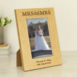 Personalised Mrs And Mrs Oak Finish Photo Frame -Chic Household Items 30908373 alt02
