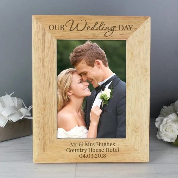 Personalised Our Wedding Day Wooden Photo Frame 3 Personalised Our Wedding Day Wooden Photo Frame