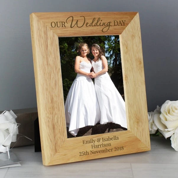 Personalised Our Wedding Day Wooden Photo Frame 4 Personalised Our Wedding Day Wooden Photo Frame - Image 2