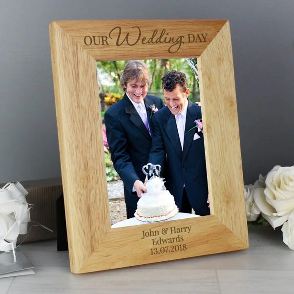 Personalised Our Wedding Day Wooden Photo Frame 5 Personalised Our Wedding Day Wooden Photo Frame - Image 3