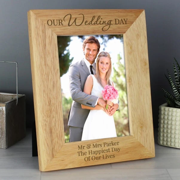 Personalised Our Wedding Day Wooden Photo Frame 6 Personalised Our Wedding Day Wooden Photo Frame - Image 4