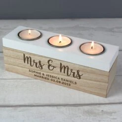 Personalised Free Text Triple Tealight Holder -Chic Household Items 30908381 alt02