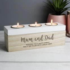 Personalised Free Text Triple Tealight Holder -Chic Household Items 30908381 alt03