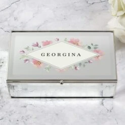 Personalised Floral Watercolour Mirrored Jewellery Box 8 Personalised Floral Watercolour Mirrored Jewellery Box -Chic Household Items 30908393 alt01