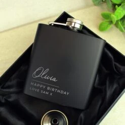 Personalised Any Occasion Black Hip Flask -Chic Household Items 30908398 alt03