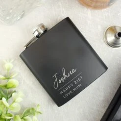 Personalised Any Occasion Black Hip Flask -Chic Household Items 30908398 alt04