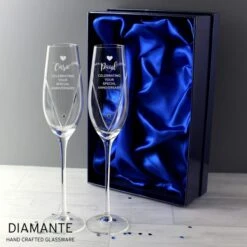 Personalised Hand Cut Heart Celebration Pair Of Flutes With Gift Box -Chic Household Items 30908408 alt01