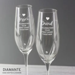 Personalised Hand Cut Heart Celebration Pair Of Flutes With Gift Box -Chic Household Items 30908408 alt02
