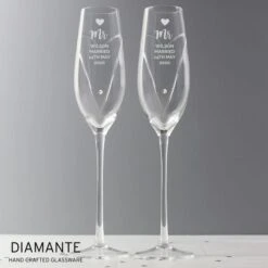 Personalised Hand Cut Heart Celebration Pair Of Flutes With Gift Box -Chic Household Items 30908408 alt03