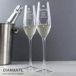 Personalised Hand Cut Heart Celebration Pair Of Flutes With Gift Box -Chic Household Items 30908408 alt04