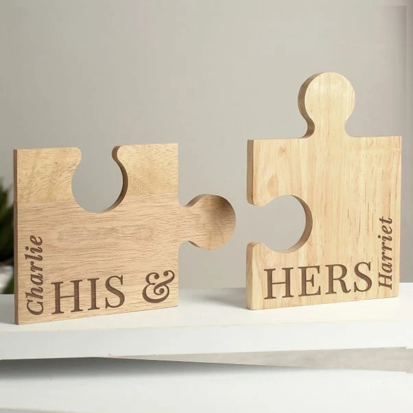 Personalised His And Hers Jigsaw Piece Ornament Set 2 Personalised His And Hers Jigsaw Piece Ornament Set
