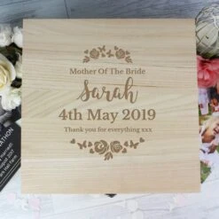 Personalised Any Role Floral Watercolour Wedding Large Memory Box -Chic Household Items 30908448 alt02