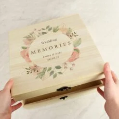 Personalised Floral Watercolour Wooden Memory Box -Chic Household Items 30908449 alt01